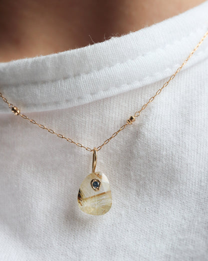 Flat Necklace - Golden Rutilated Quartz -