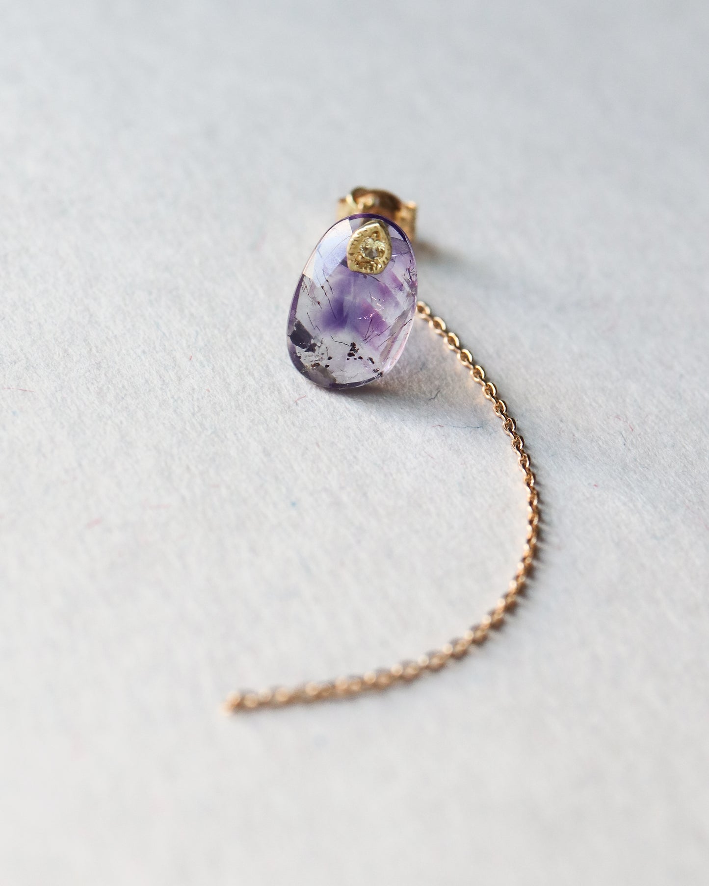 Flat Pierced Earring - Bicolor Amethyst -