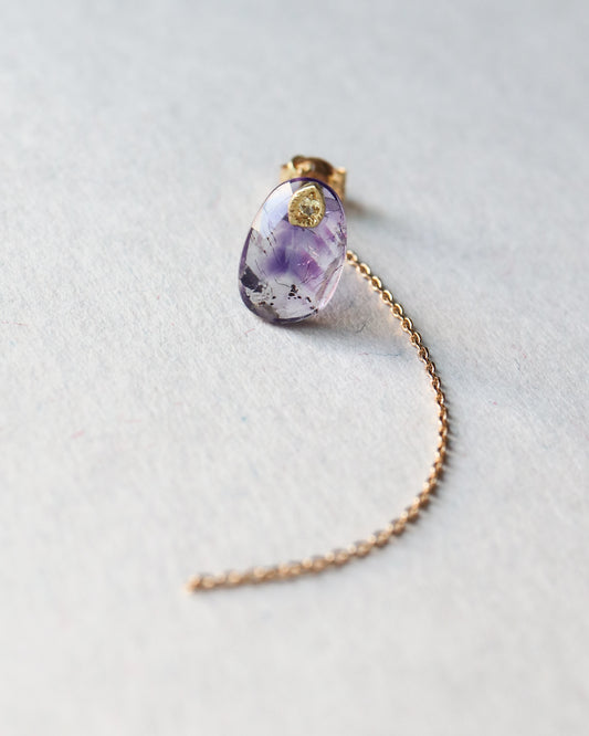 Flat Pierced Earring - Bicolor Amethyst -