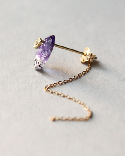 Flat Pierced Earring - Bicolor Amethyst -