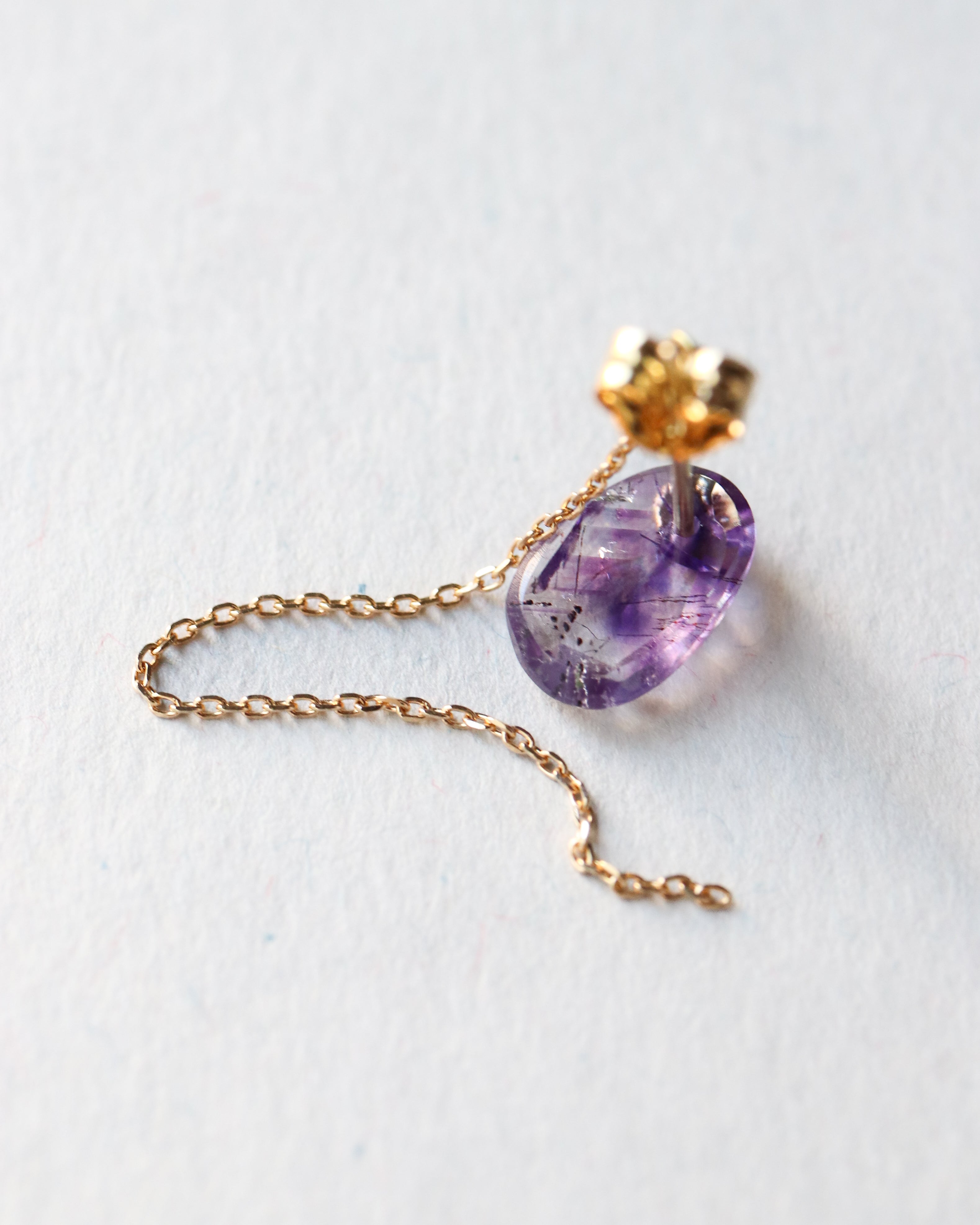 Flat Pierced Earring - Bicolor Amethyst -
