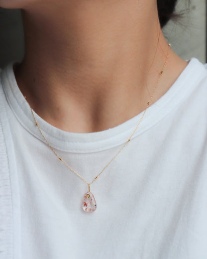 Flat Necklace - Strawberry Quartz -