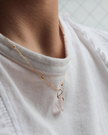Flat Necklace - Strawberry Quartz -