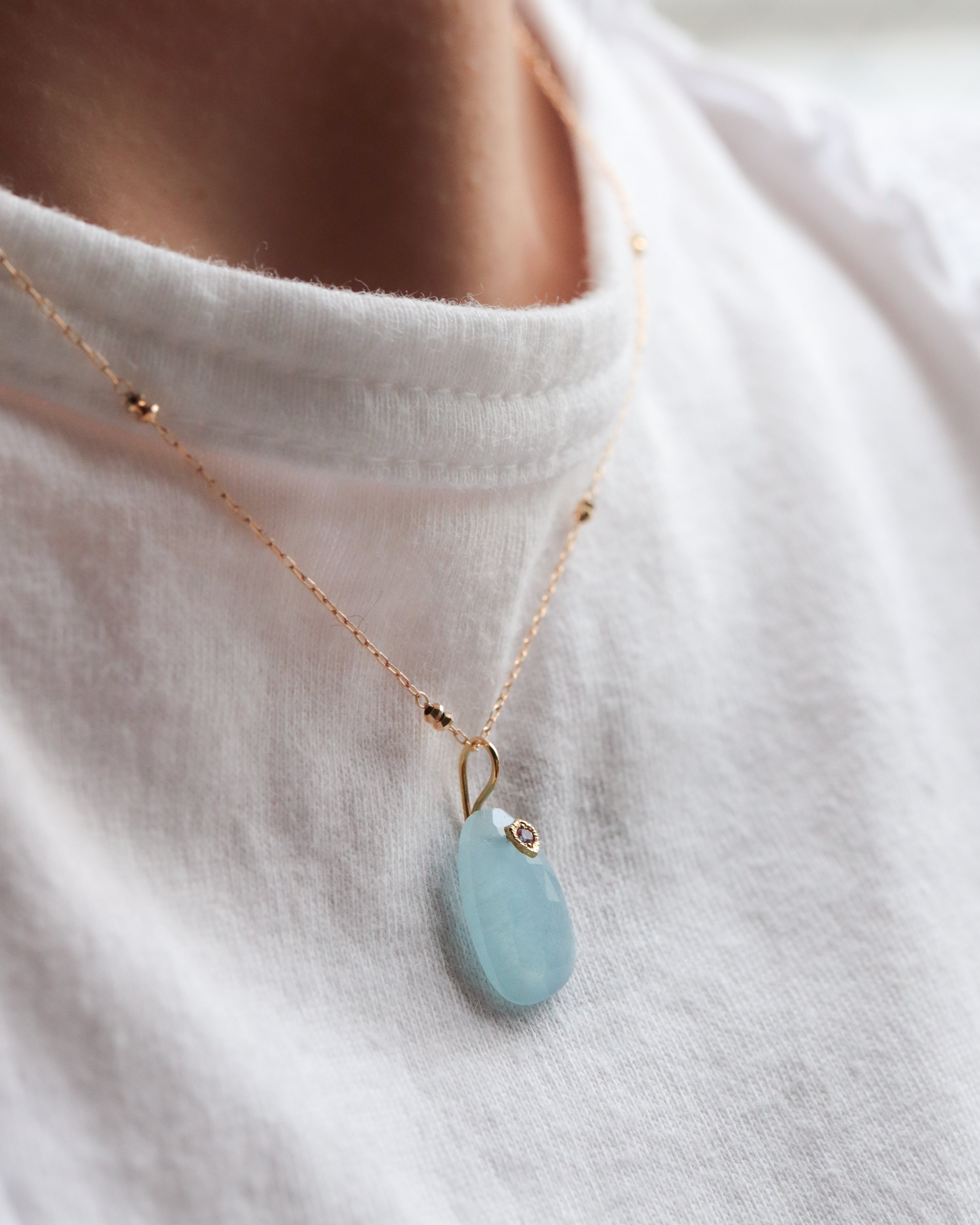 Flat Necklace - Aquamarine - – MONAKA jewellery