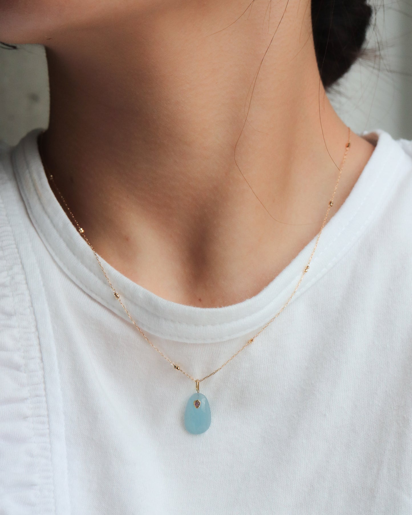 Flat Necklace - Aquamarine -
