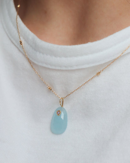 Flat Necklace - Aquamarine -