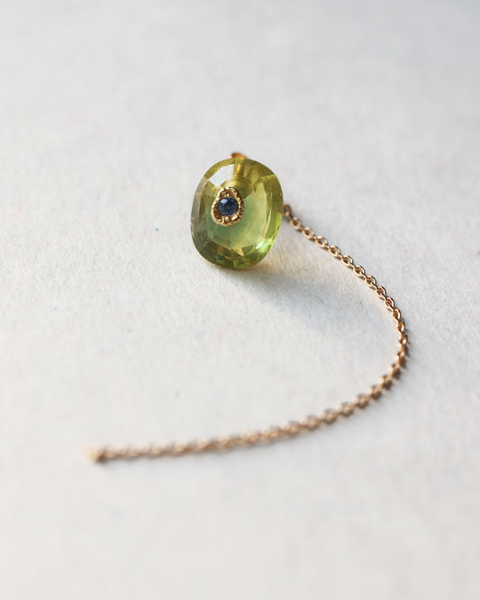 Flat Pierced Earring - Sapphire -