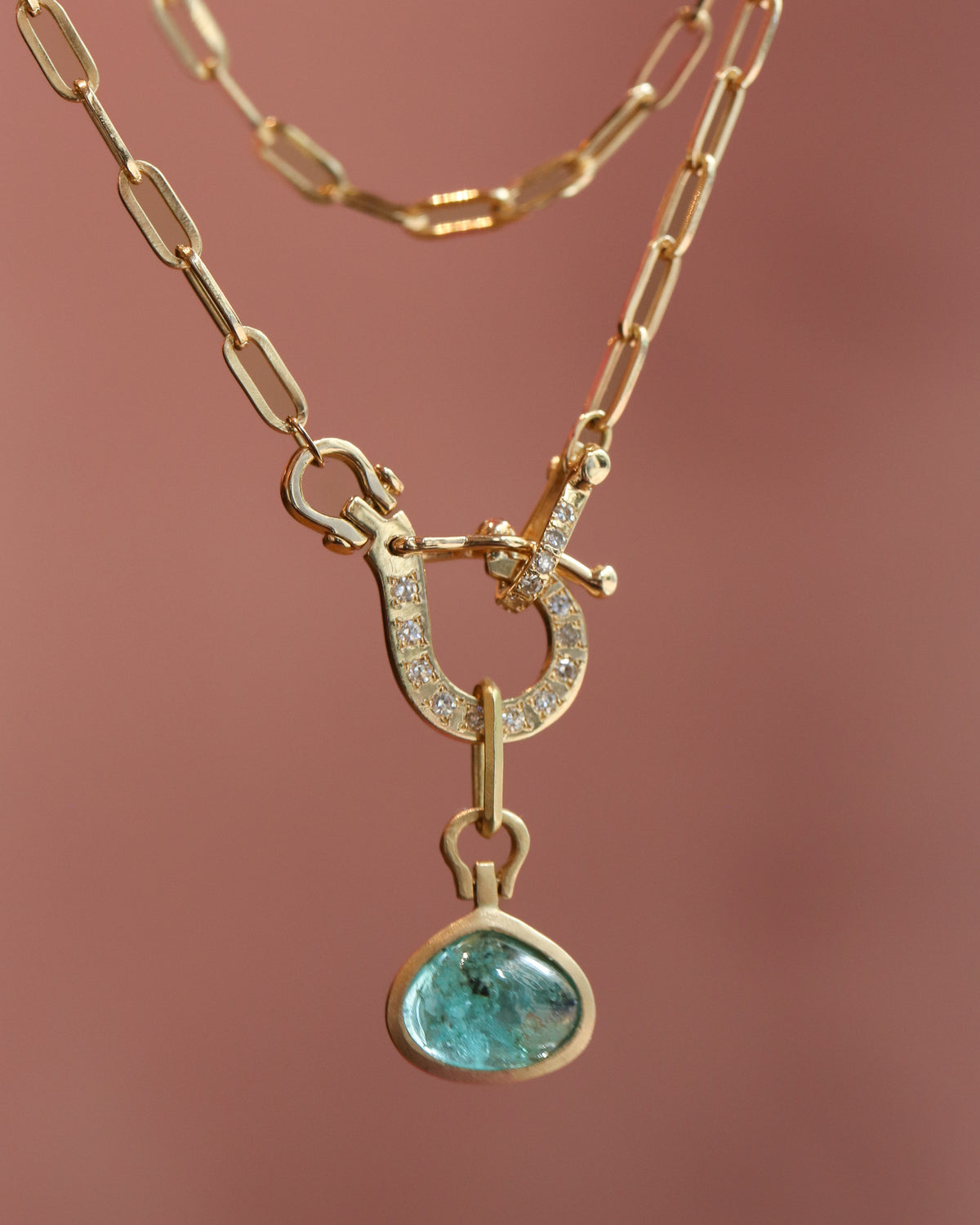 Horse Shoe Collet Necklace - Paraiba Tourmaline -