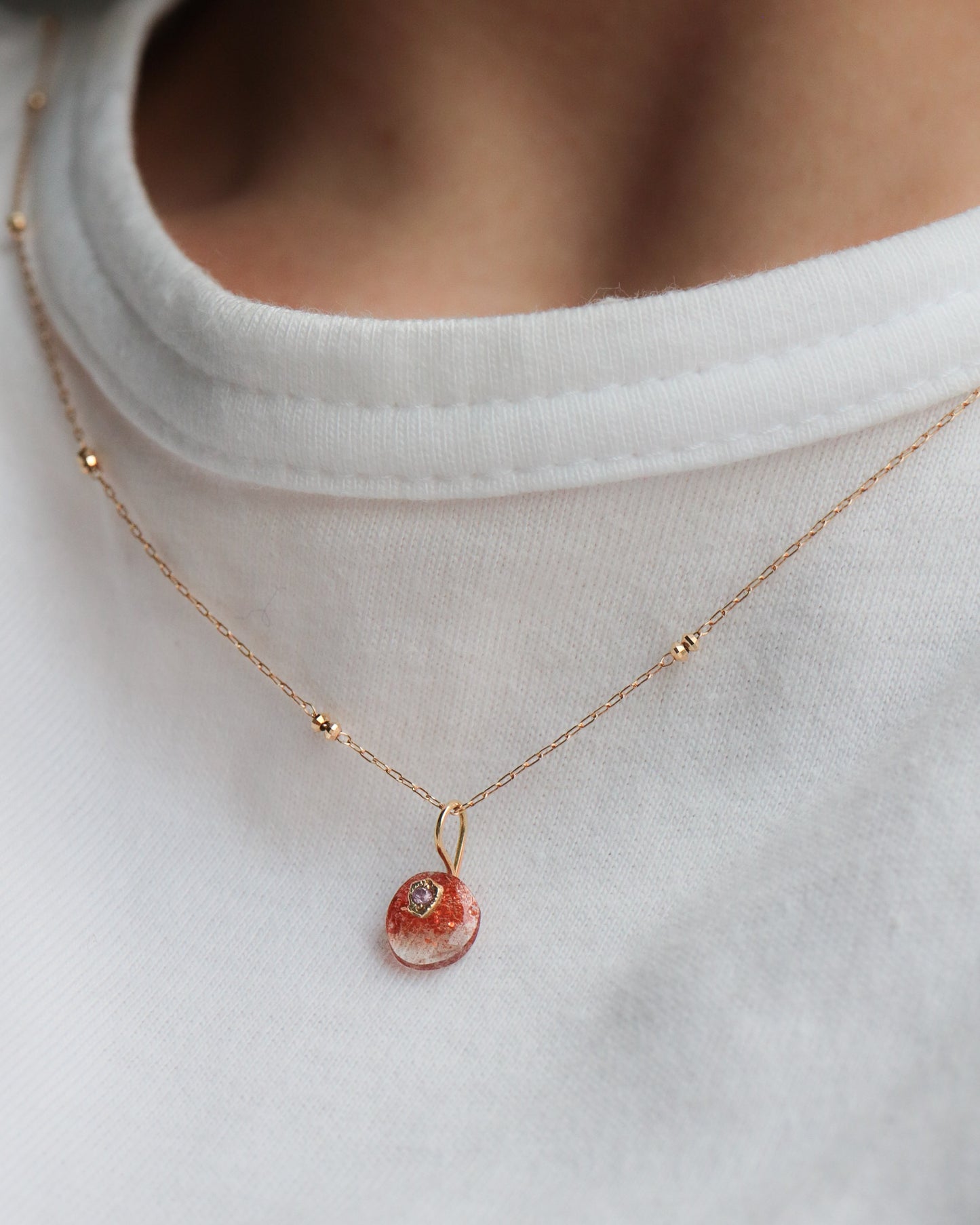 Flat Necklace - Sunstone -