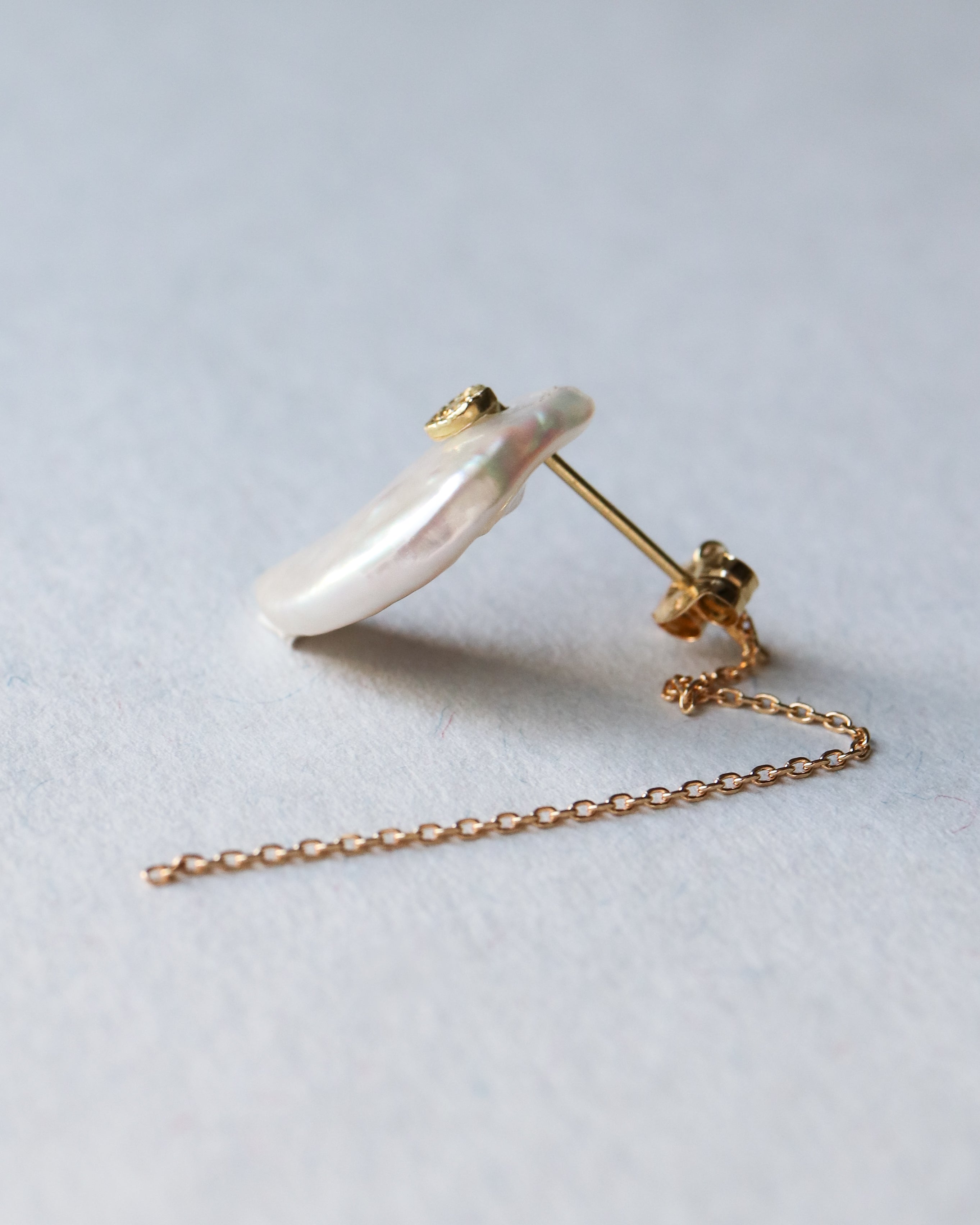 Flat Pierced Earring - Pearl - – MONAKA jewellery