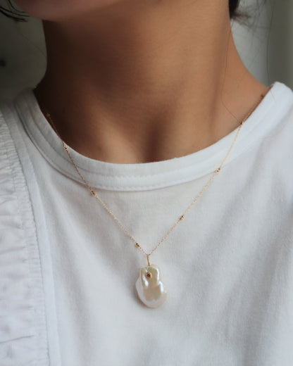 Flat Necklace - Keshi Pearl -