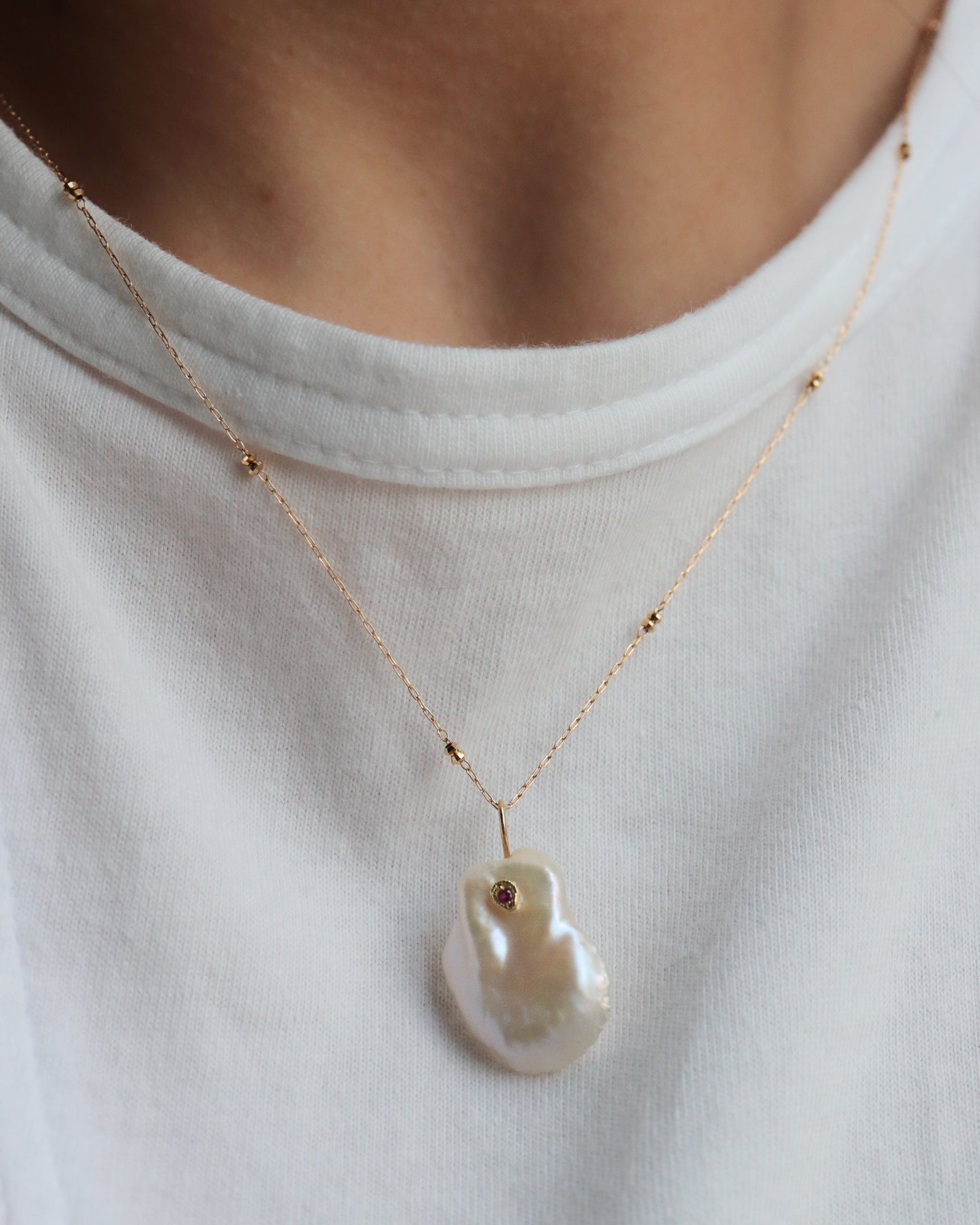 Flat Necklace - Keshi Pearl -
