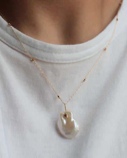Flat Necklace - Keshi Pearl -