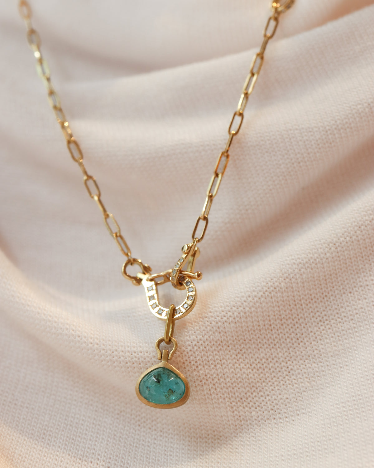 Horse Shoe Collet Necklace - Paraiba Tourmaline -