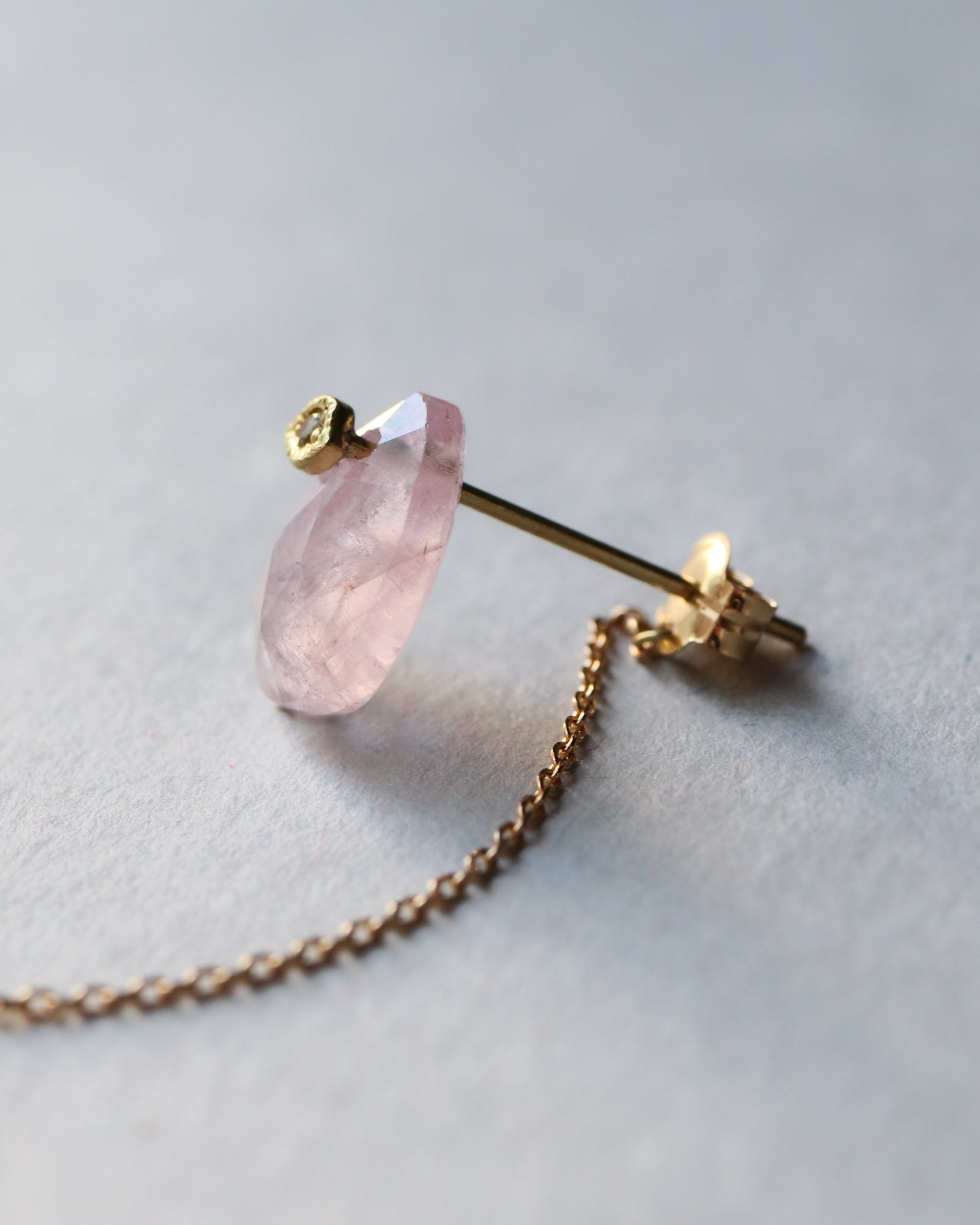 Flat Pierced Earring - Morganite -