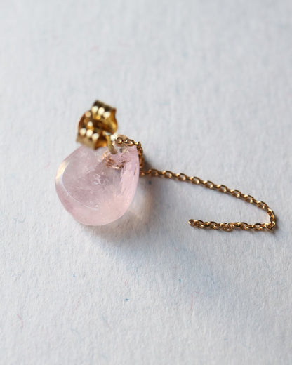 Flat Pierced Earring - Morganite -