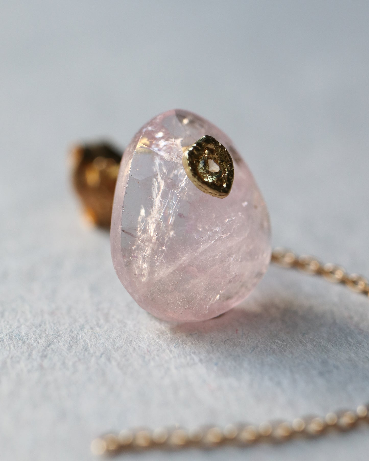 Flat Pierced Earring - Morganite -