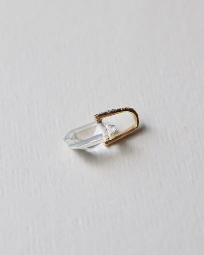 Hibiki Stone Necklace - Rainbow Moon Stone / Diamond -