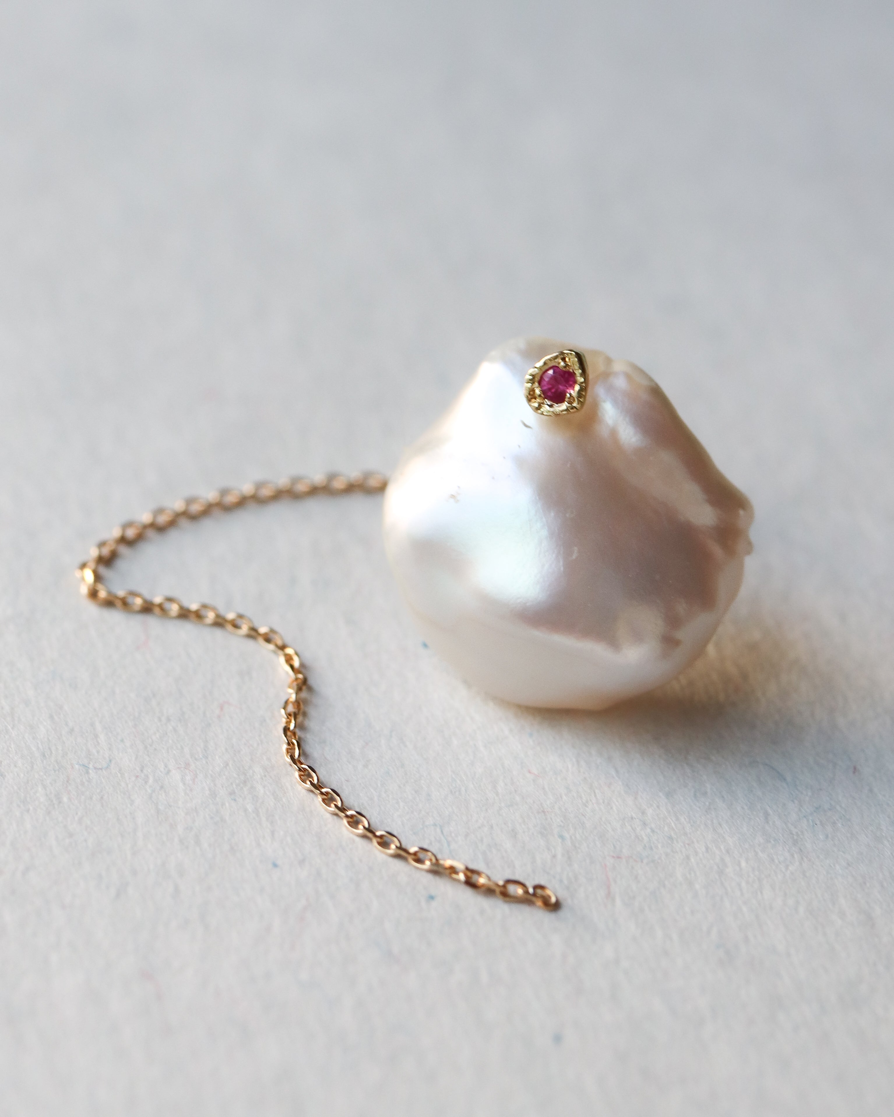 Flat Pierced Earring -  Keshi Pearl -
