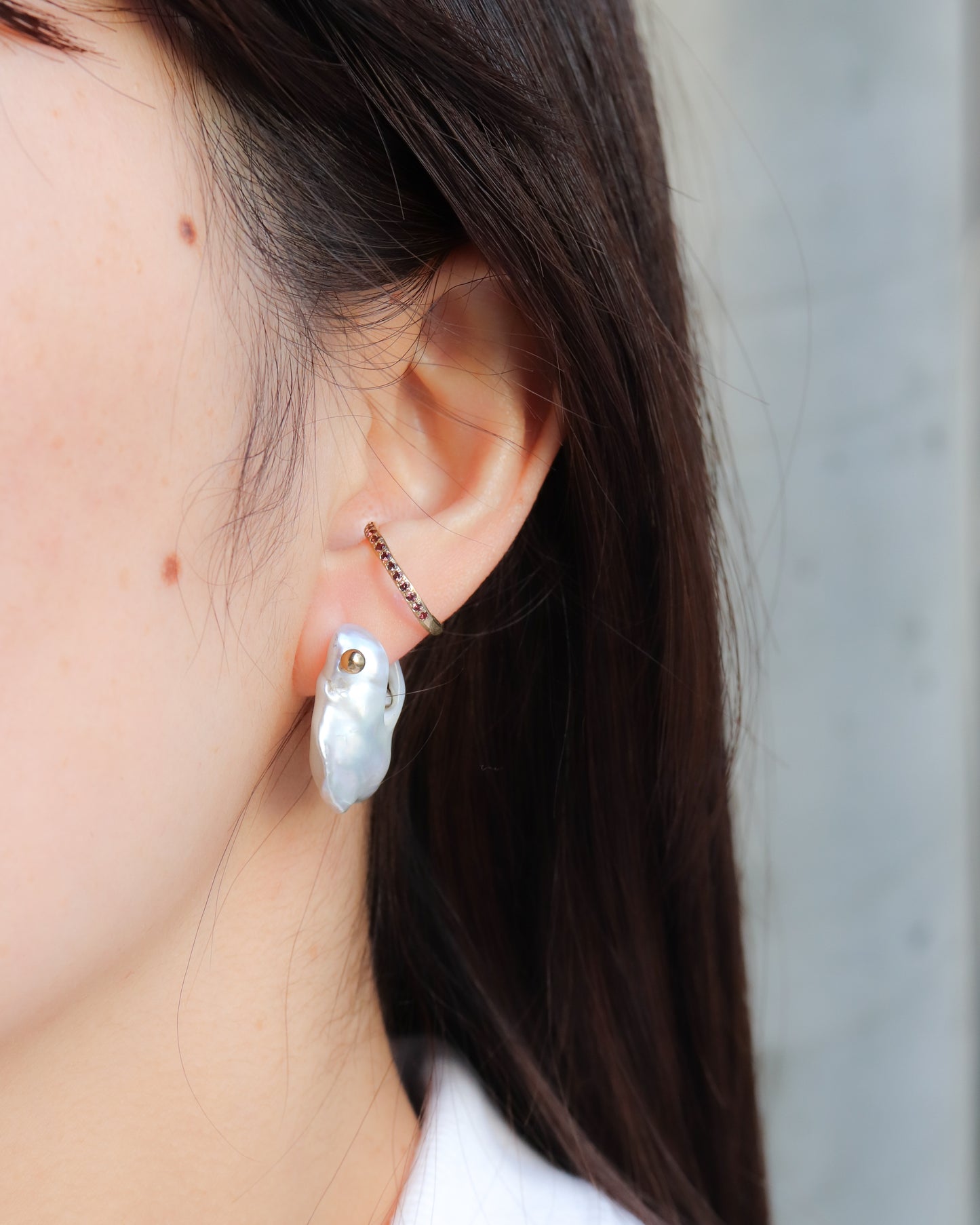 Rock Pierced Earring - Freshwater Baroque Pear / A -