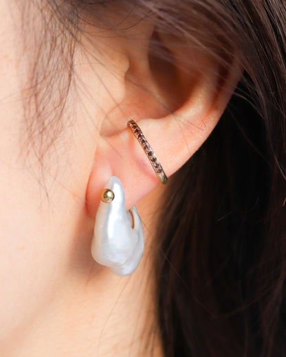 Rock Pierced Earring - Freshwater Baroque Pear / B-