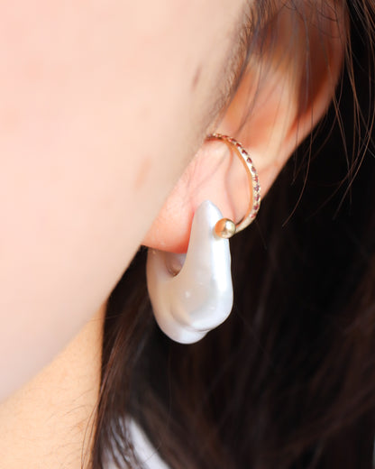 Rock Pierced Earring - Freshwater Baroque Pear / B-