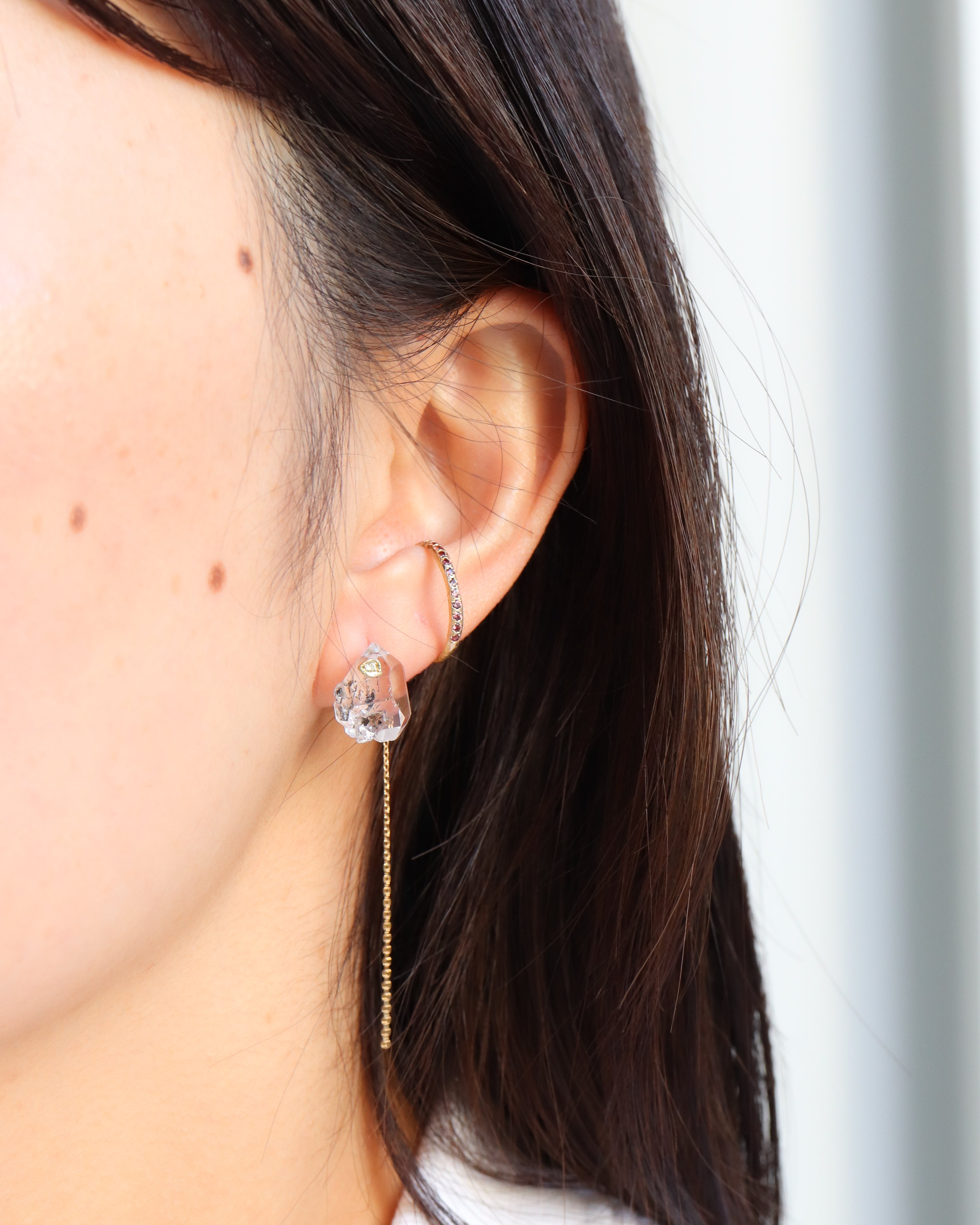 Flat Pierced Earring - Diamond Quartz -