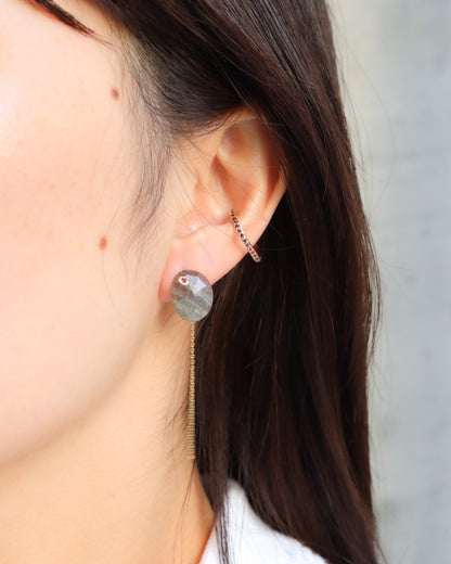 Flat Pierced Earring - Labradorite -