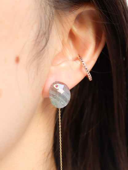 Flat Pierced Earring - Labradorite -