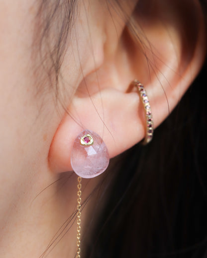 Flat Pierced Earring - Morganite -