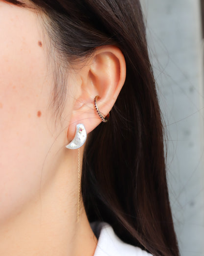 Flat Pierced Earring - Pearl -