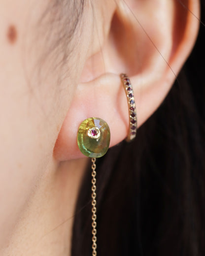 Flat Pierced Earring - Sapphire -