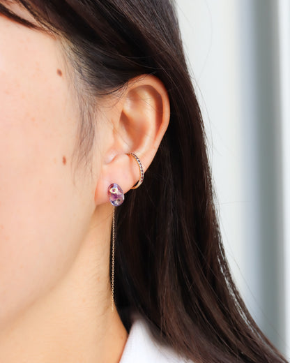 Flat Pierced Earring - Bicolor Amethyst -