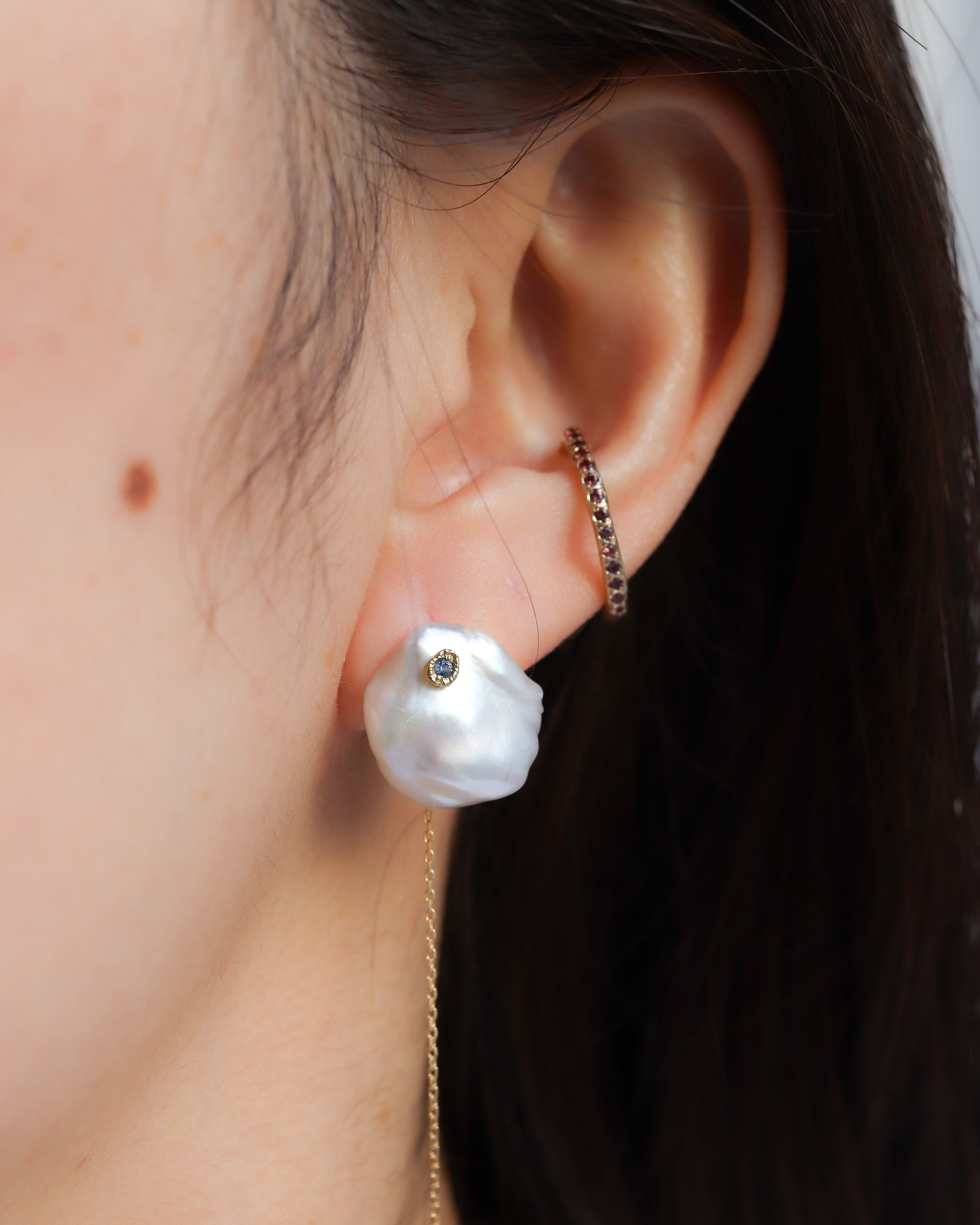 Flat Pierced Earring -  Keshi Pearl -