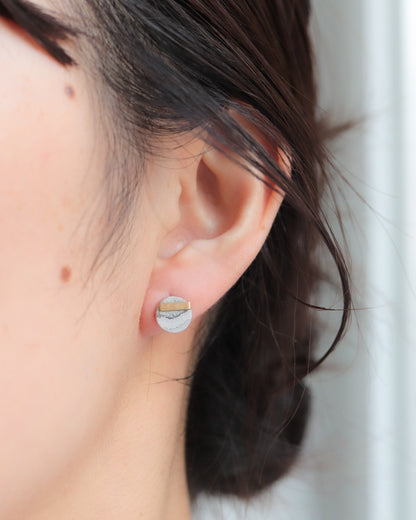 Bar stone Pierced Earring - Agate -