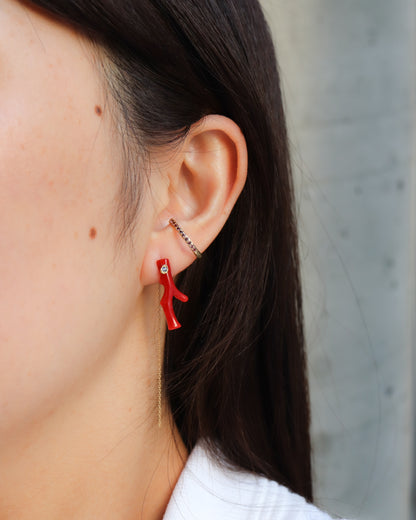 Flat Pierced Earring - Coral -