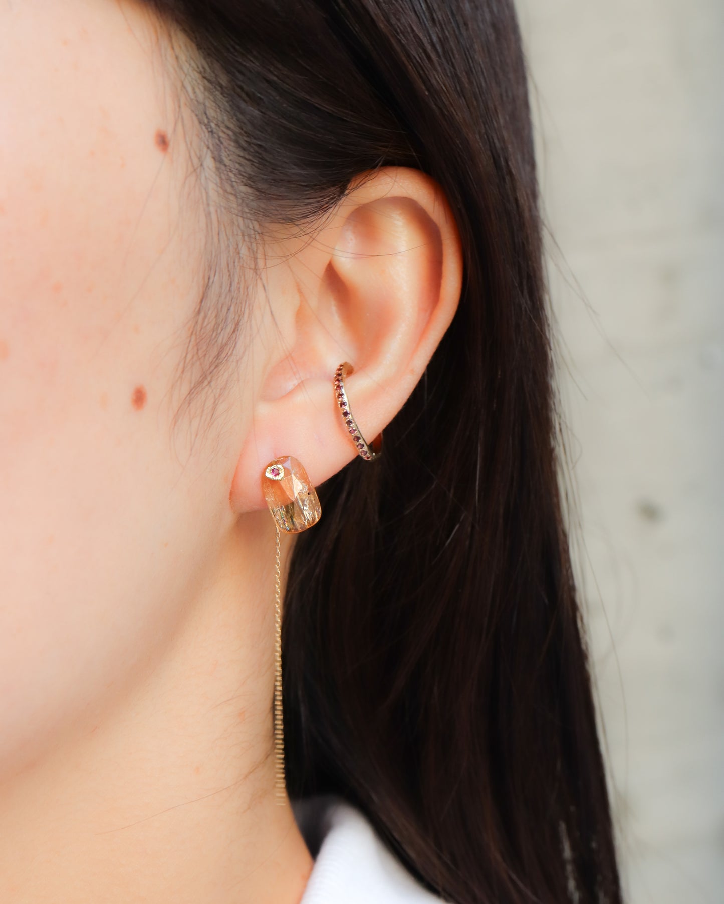 Flat Pierced Earring - Imperial Topaz-