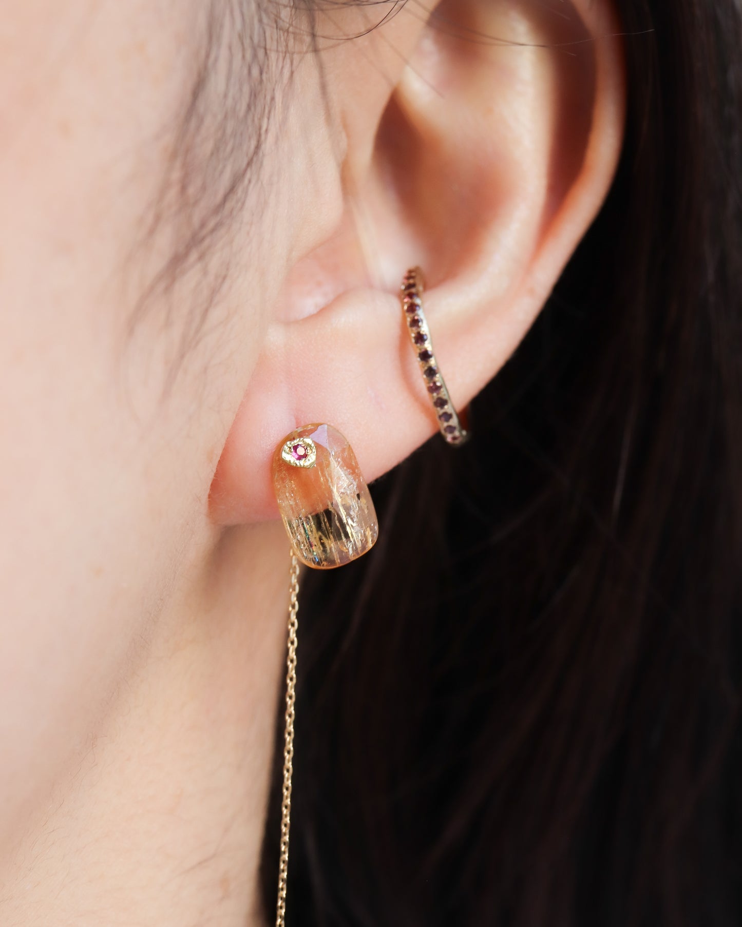 Flat Pierced Earring - Imperial Topaz-