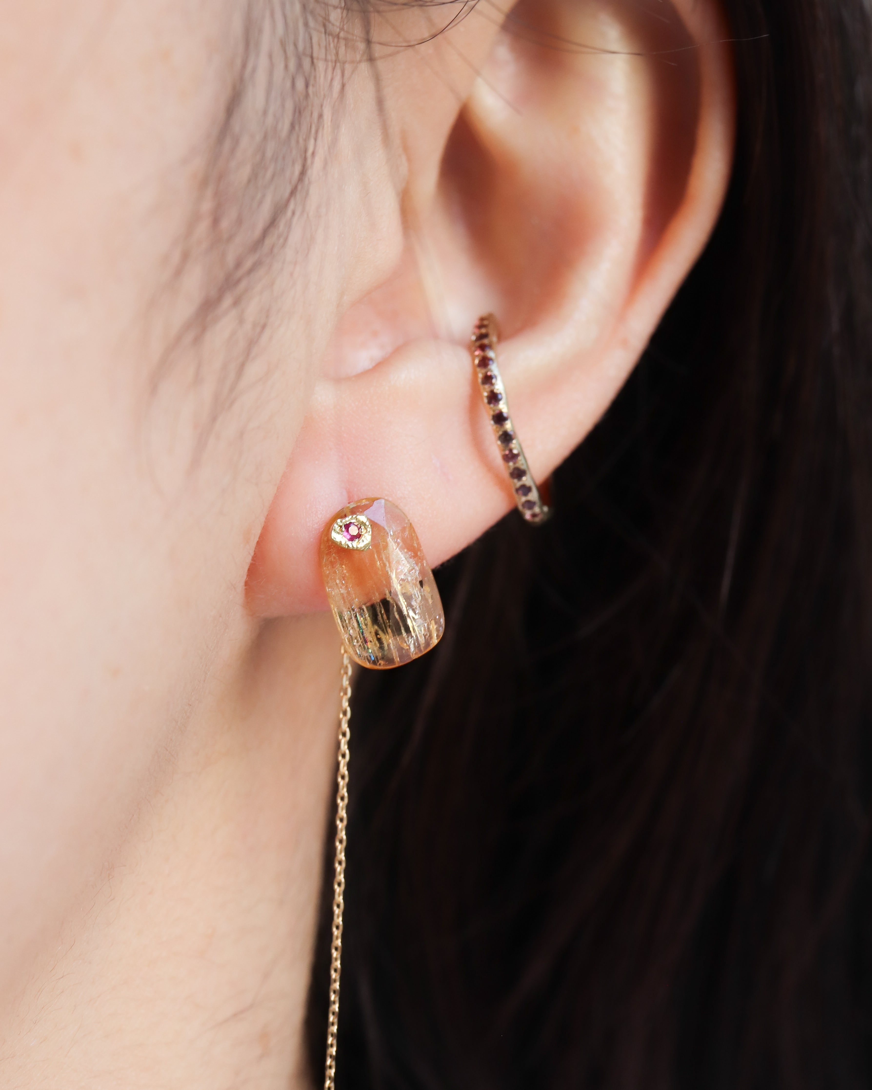 Flat Pierced Earring - Imperial Topaz-