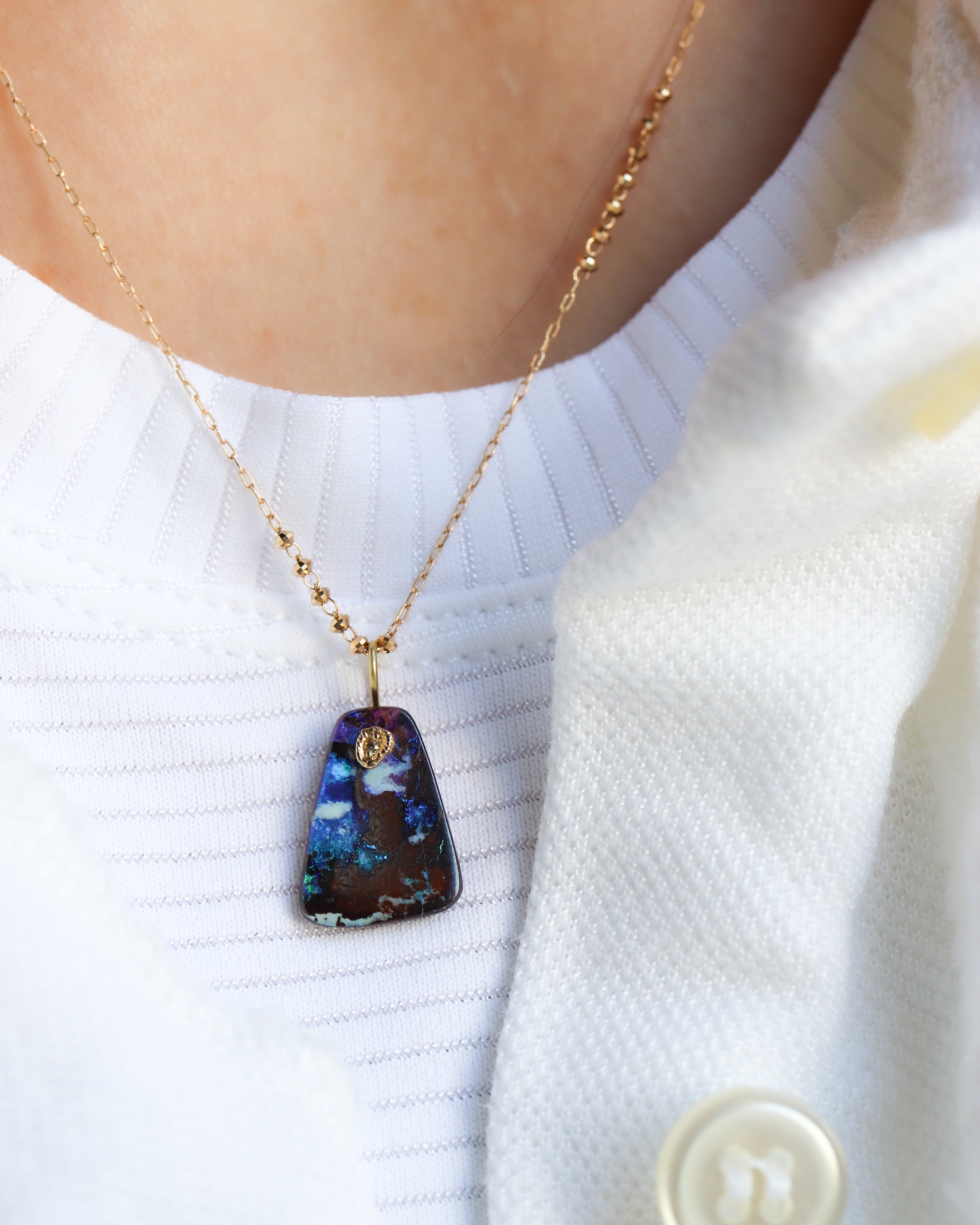 Flat Necklace - Boulder Opal -