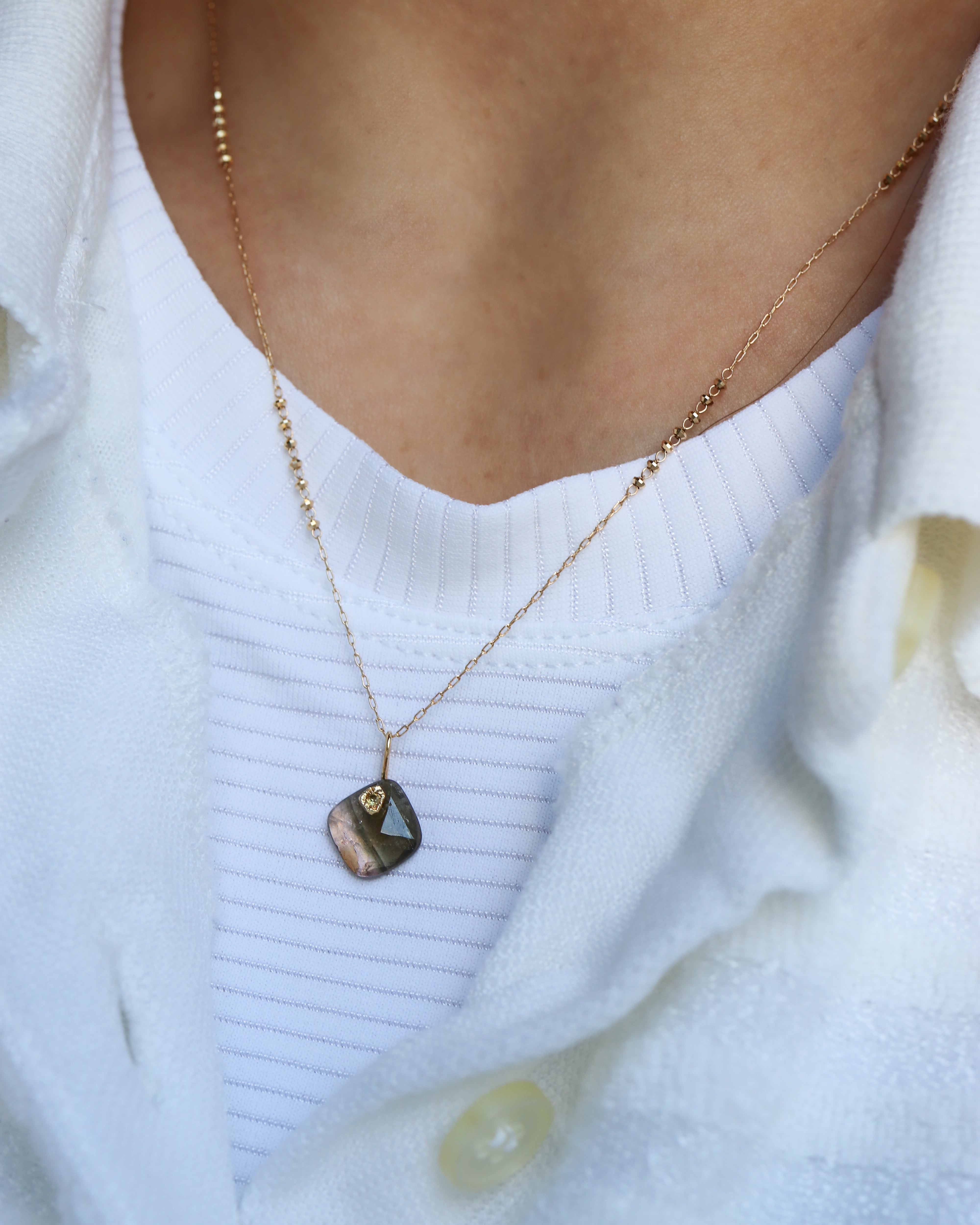 Flat Necklace - Bicolor Tourmaline -