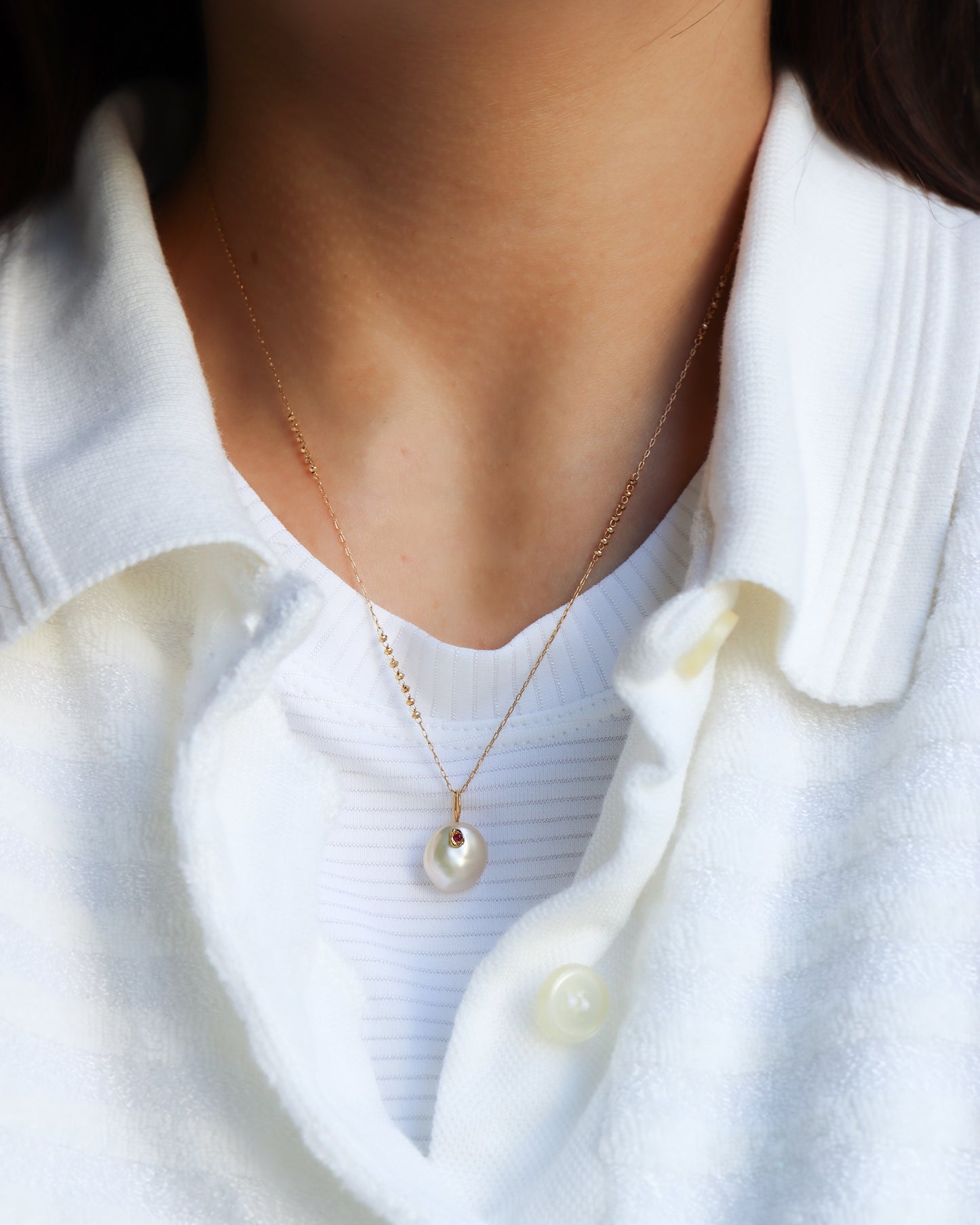 Flat Necklace - Keshi Pearl -