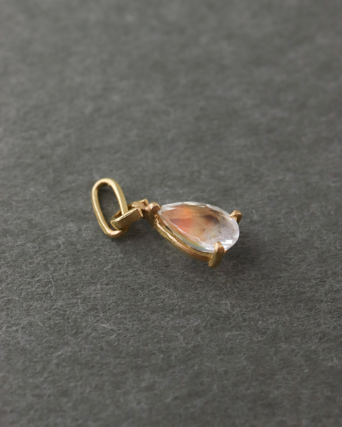 Horse Shoe Prong Necklace - Rainbow Moon Stone -