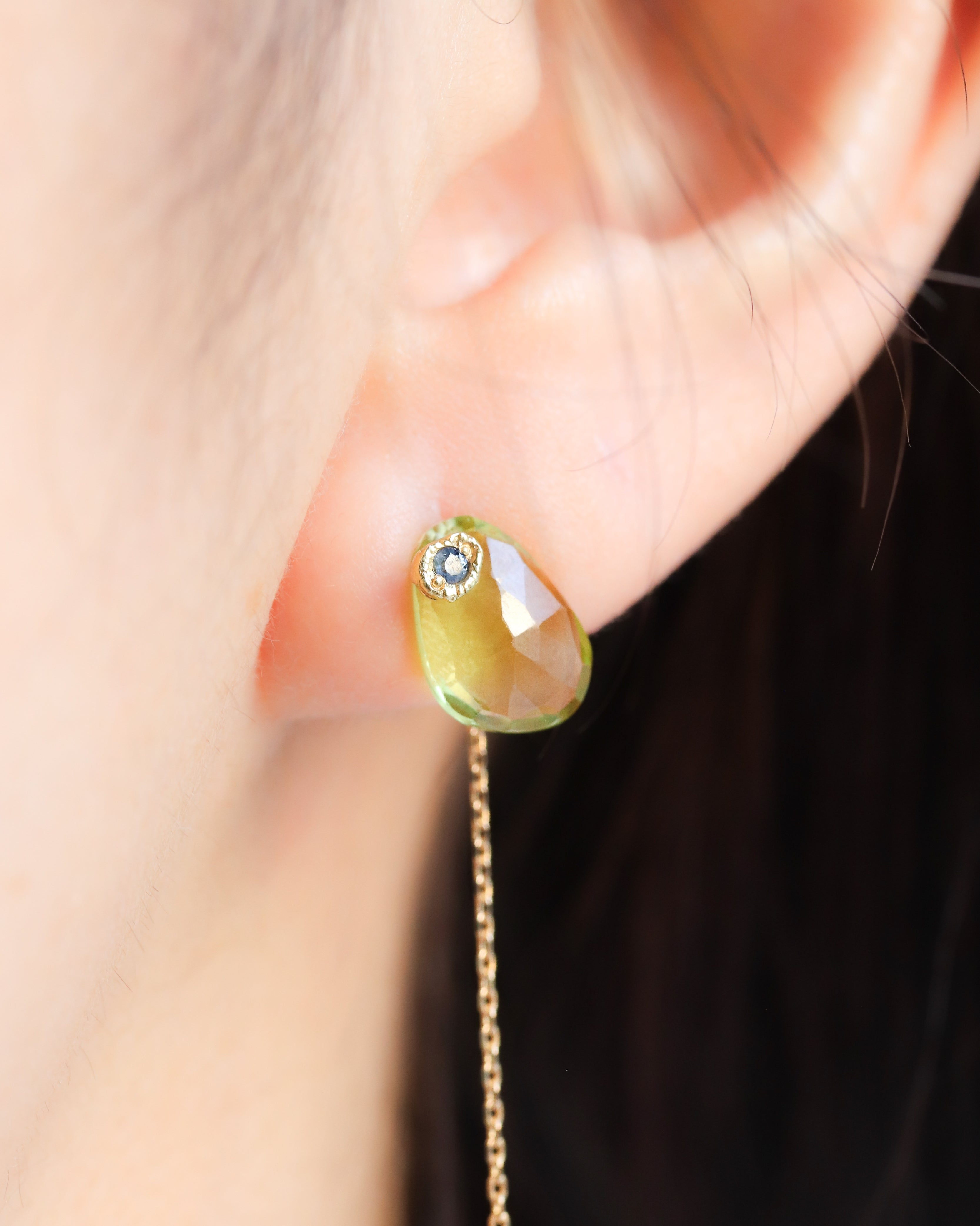 Flat Pierced Earring - Peridot - – MONAKA jewellery