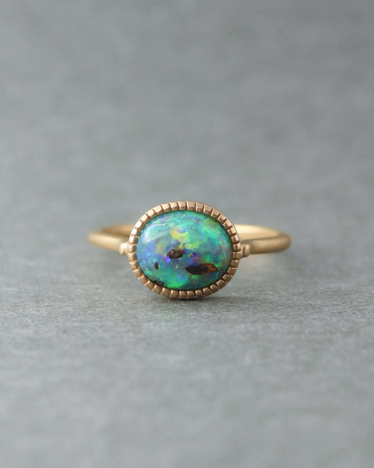 Milgrain Ring - Boulder Opal -