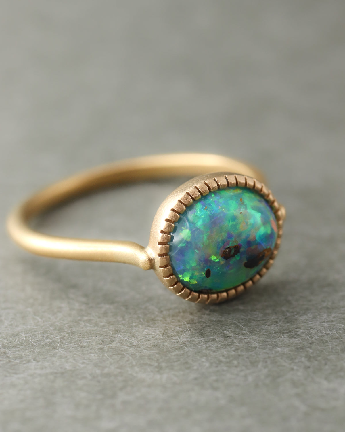 Milgrain Ring - Boulder Opal -
