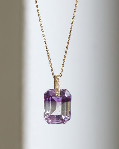 Hibiki Stone Necklace - Bicolor Amethyst / Diamond -