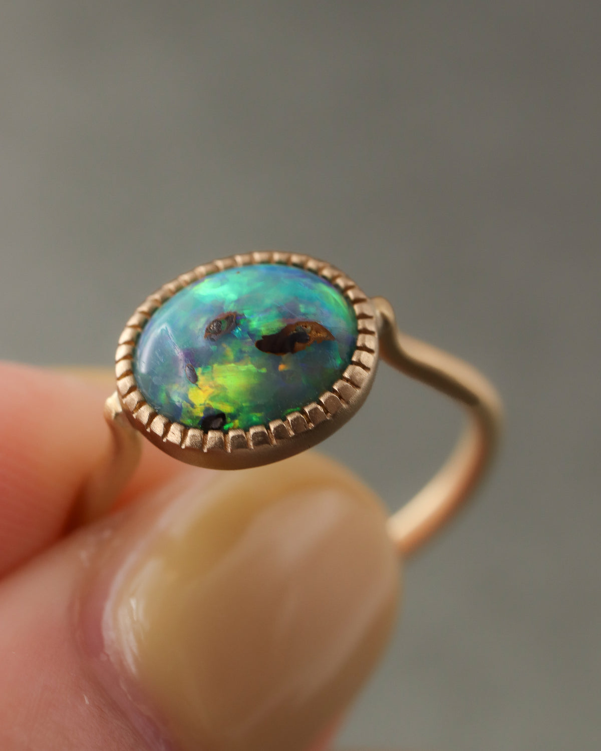 Milgrain Ring - Boulder Opal -