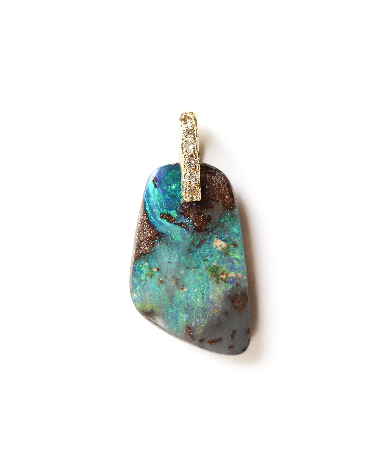 Hibiki Stone Necklace - Boulder Opal / Diamond -