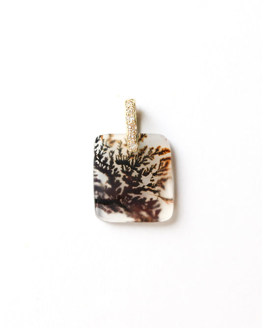 Hibiki Stone Necklace - Dendritic Quartz / Diamond -